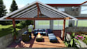 3d landscape gazebo,pergola,deck,patio,firepit,seating area,garden,cabana,porch