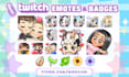 draw cute custom chibi emotes or sub badges for twitch, discord, vtuber