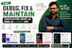 debug, maintain your flutter, react js, node js, laravel app