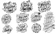 hand drawn monoline lettering,typography,with vintage retro