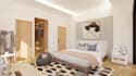 create 3d interior house of living room, dining, kitchen, bedroom