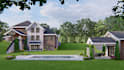 design your pool house, outdoor kitchen backyard with beautiful landscape