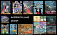 design collage artwork for album cover art, posters,