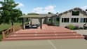garden landscape design, rendering, modern creative backyard