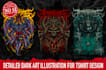 draw dark art illustration for tshirt or album cover