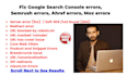 google search console errors, semrush errors, ahref errors, moz errors