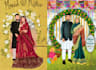 create couple wedding illustrations and invitations