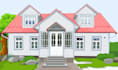 draw house and building in cartoon illustration