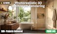 do modern 3d bathroom interior design and photorealistic rendering