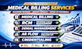 handle medical billing and rcm services including claims, deniels,credentialing