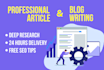 do  SEO article writing, content writing for your blogs