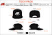 design flat sketch, mock up and tech pack of hat and cap