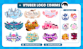 design a cute elegant futuristic vtuber logo