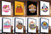 design food, restaurant, pizza, burger, bbq, drink, bakery logo