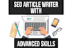 do fast SEO article, content writing and blog writing