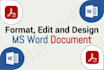 do document format design and layout on ms word