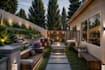 design front yard backyard patio and garden landscape with 3d rendering