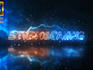 create cyberpunk neon light glow logo animation intro with fog, lightning