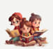 do cute illustrations  and characters for books of childrens