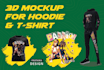do premium 3d mockups for hoodie, tshirt, and clothes