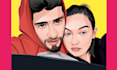 draw awesome vector cartoon portrait for valentine gift