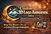 do 3d cinematic and neon logo animation