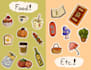 create small cute illustrations for sticker pack or sticker sheet
