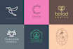 do modern minimalist line art text or badge logo design