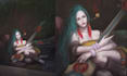 create a cinematic fantasy illustration with storytelling and original character