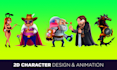 design the 2d game character and animate it
