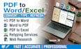 type or convert pdf to word, pdf to excel, images to word or excel