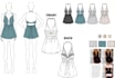 do garment technical sketch with color and print details