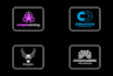 create flat minimal banner and creative logo for twitch, youtube, gaming