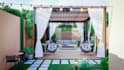 design backyard, front yard, pool, patio, outdoor space, garden and 3d rendering