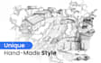 draw detailed illustrations in ink style