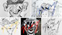 draw black and white cartoon line art