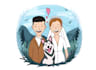 cartoon style family portrait