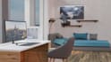 do a 3d interior design for gaming room, living room, office