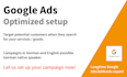 set up an optimized google ads campaign for you in german or english