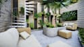 design landscape, terrace, backyard, pool, and patio