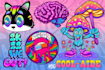 hand draw cartoon logo trippy psychedelic hippie retro