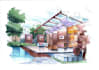 create a high quality architectural hand drawn sketch