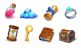 create 2d icons, objects, assets, props for the game