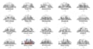 draw the skyline of your city in linear style with black line