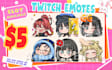 draw custom halloween twitch emotes, kick emotes, discord emoji, sub badges