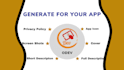generate privacy policy, graphics, description,  and publish your app