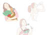 create avatar,flat,line art,portrait with minimalist style