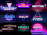 80s retro style 3d logo designs with synthwave style