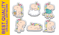draw cute stickers illustration design and kawaii doodles