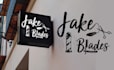 design emblem, stamp, badge and barber shop logo